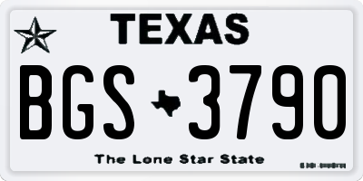 TX license plate BGS3790