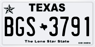 TX license plate BGS3791