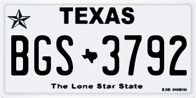 TX license plate BGS3792