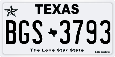 TX license plate BGS3793