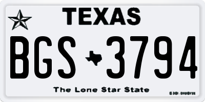 TX license plate BGS3794