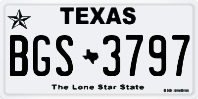 TX license plate BGS3797