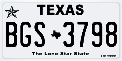 TX license plate BGS3798