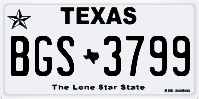 TX license plate BGS3799