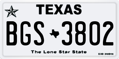TX license plate BGS3802