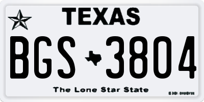 TX license plate BGS3804