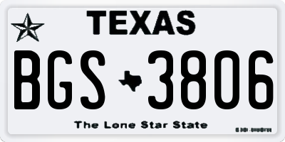 TX license plate BGS3806