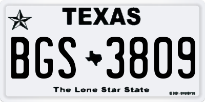 TX license plate BGS3809