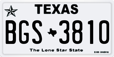 TX license plate BGS3810