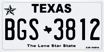 TX license plate BGS3812