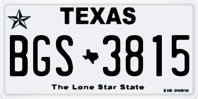 TX license plate BGS3815