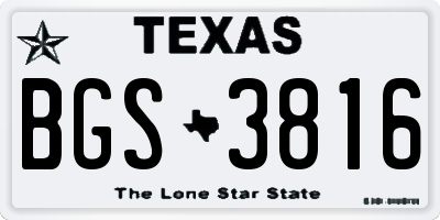 TX license plate BGS3816