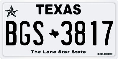 TX license plate BGS3817