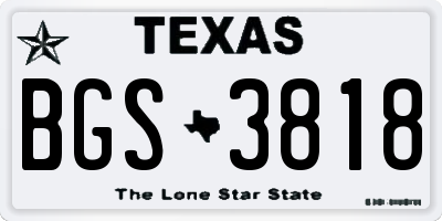 TX license plate BGS3818