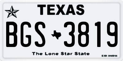 TX license plate BGS3819