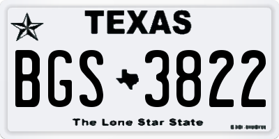 TX license plate BGS3822