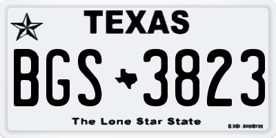 TX license plate BGS3823