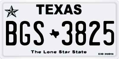 TX license plate BGS3825