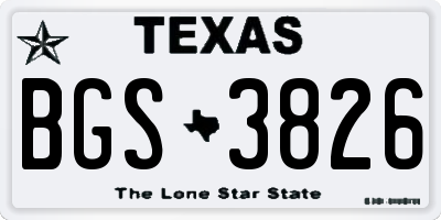 TX license plate BGS3826