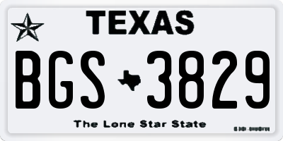 TX license plate BGS3829