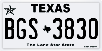 TX license plate BGS3830
