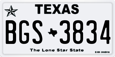 TX license plate BGS3834