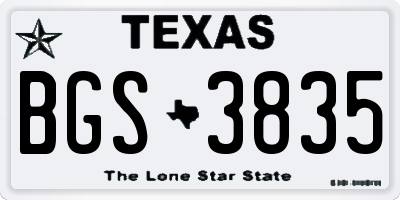 TX license plate BGS3835