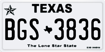 TX license plate BGS3836