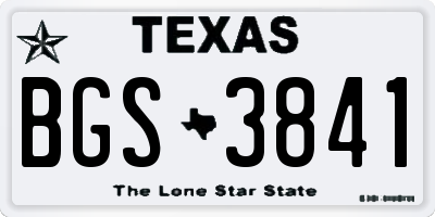 TX license plate BGS3841