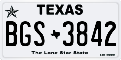 TX license plate BGS3842