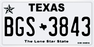TX license plate BGS3843