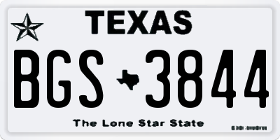 TX license plate BGS3844