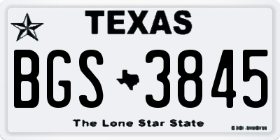 TX license plate BGS3845