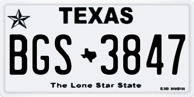 TX license plate BGS3847