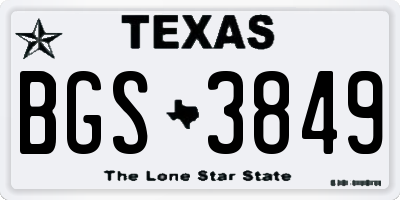 TX license plate BGS3849