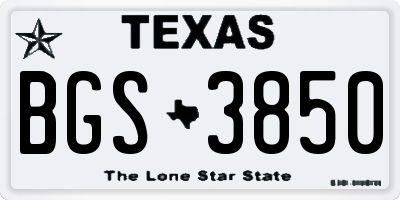 TX license plate BGS3850
