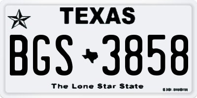 TX license plate BGS3858