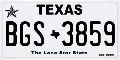 TX license plate BGS3859