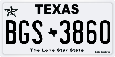 TX license plate BGS3860