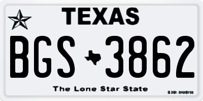 TX license plate BGS3862
