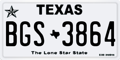 TX license plate BGS3864