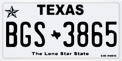TX license plate BGS3865