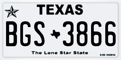 TX license plate BGS3866