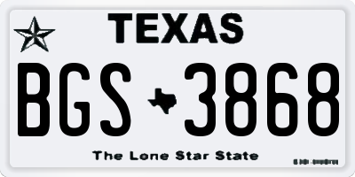 TX license plate BGS3868