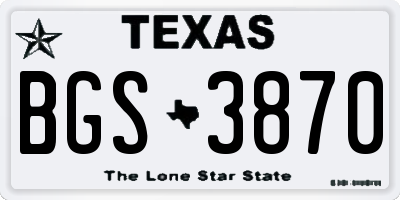 TX license plate BGS3870