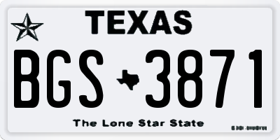 TX license plate BGS3871