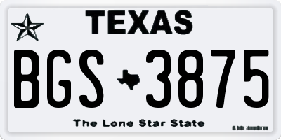 TX license plate BGS3875