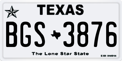 TX license plate BGS3876