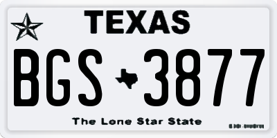 TX license plate BGS3877