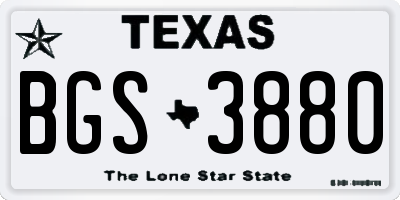 TX license plate BGS3880